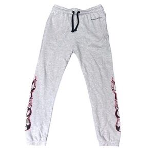 Gray Sweatpants with Red and Black Design